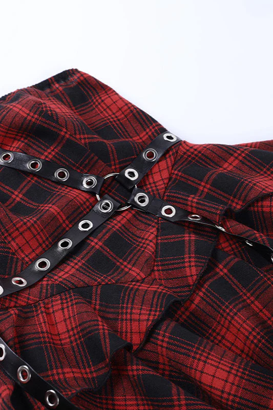 Asym Plaid Gothic Dress - Image 6