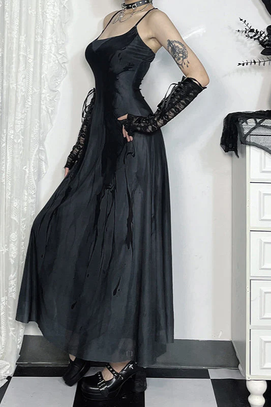 Strap Butterfly Mesh Gothic Dress - Image 2