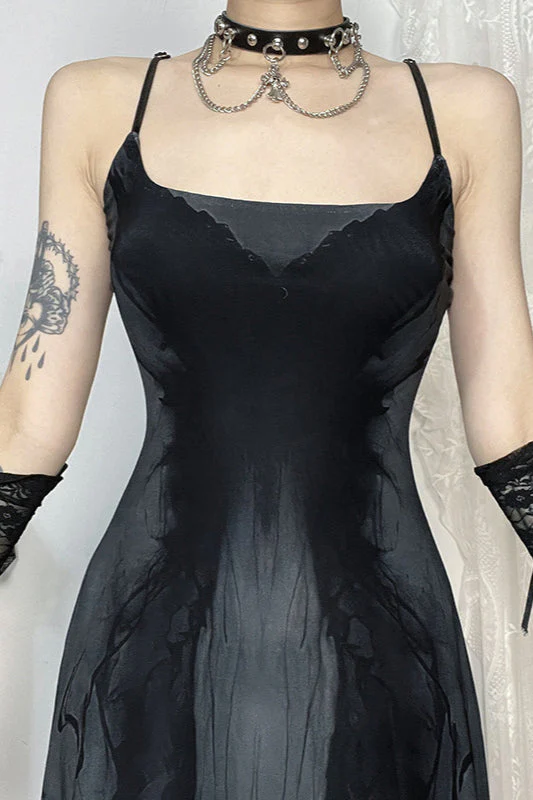 Strap Butterfly Mesh Gothic Dress - Image 4