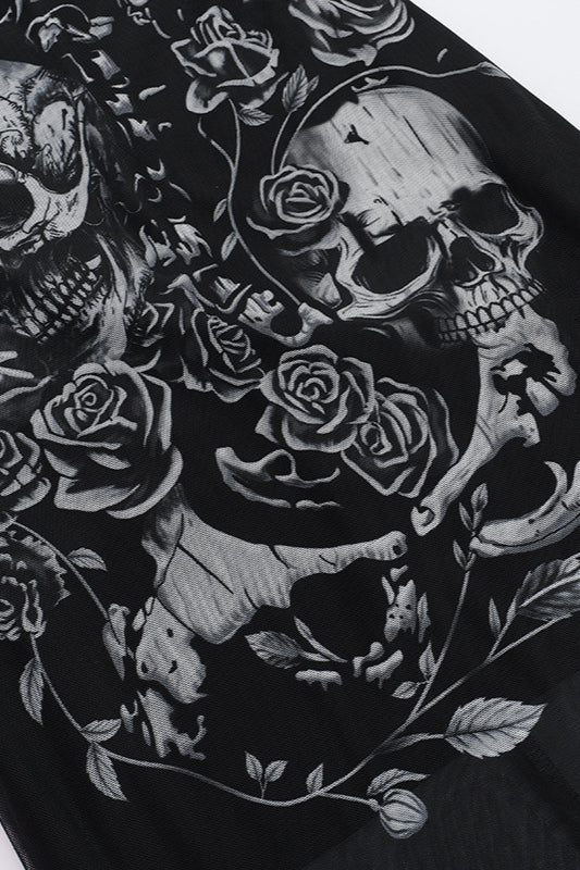 Skull Rose Cowl Gothic Dress - Image 4