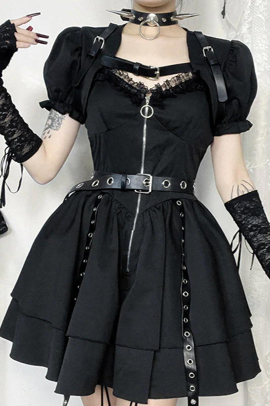 Edgy Slim Gothic Dress - Image 2