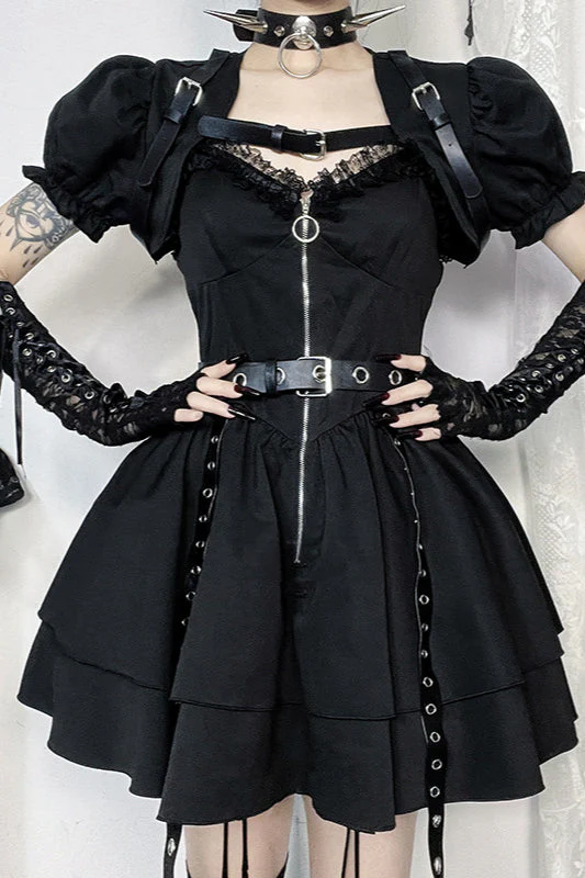 Edgy Slim Gothic Dress - Image 3