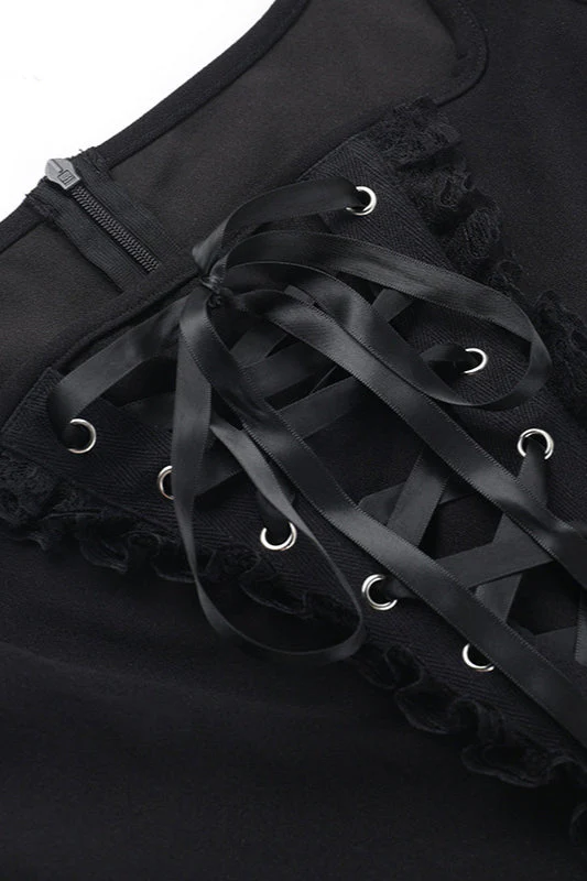 Square Neck Tie Gothic Dress - Image 5