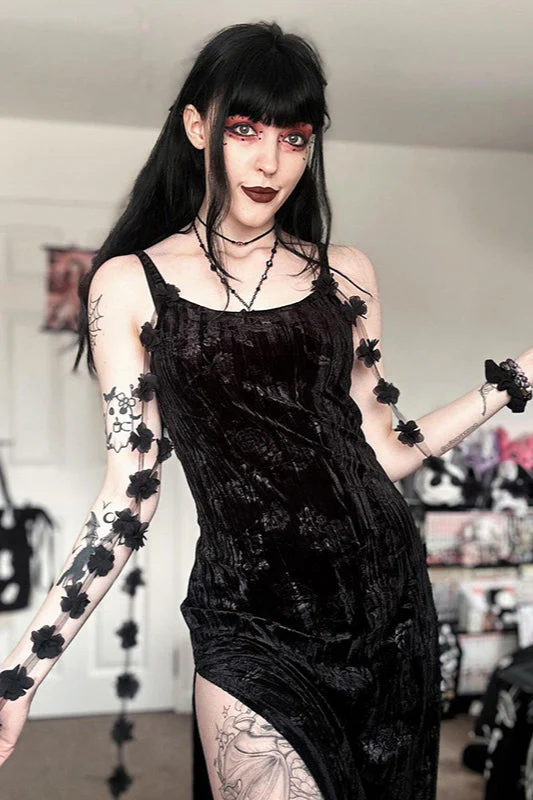Floral Velvet Strap Gothic Dress - Image 2