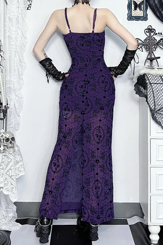 Sheer Floral Strap Gothic Dress - Image 3
