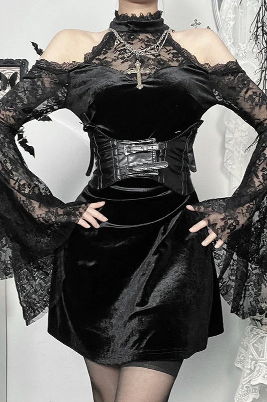 Lace Spliced Bodycon Gothic Dress - Image 2