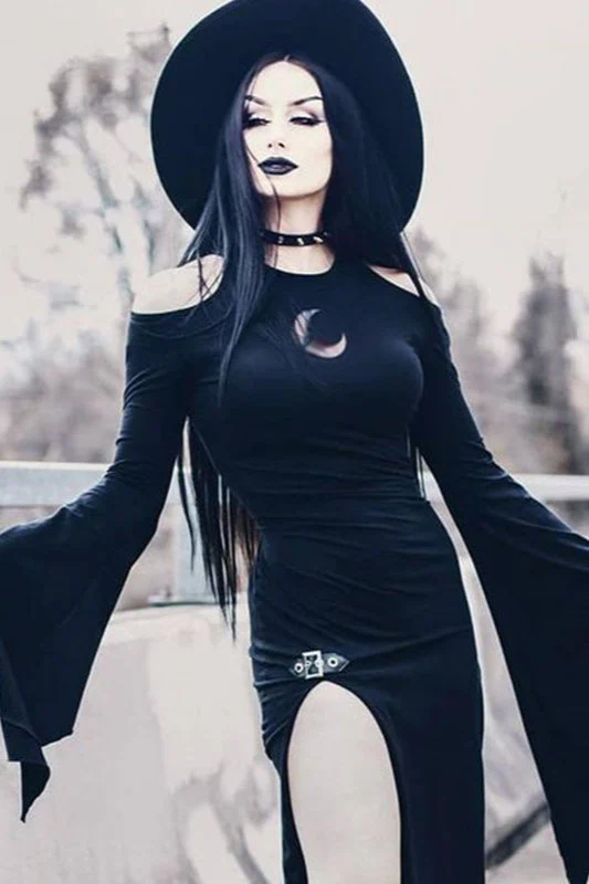Bell Sleeve Sheer Gothic Dress - Image 2