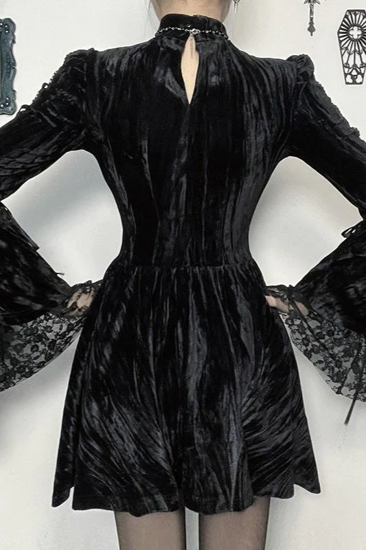 Cross Detail Mini Gothic Dress - Image 3