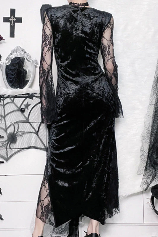 Lace Sleeve Split Gothic Dress - Image 2