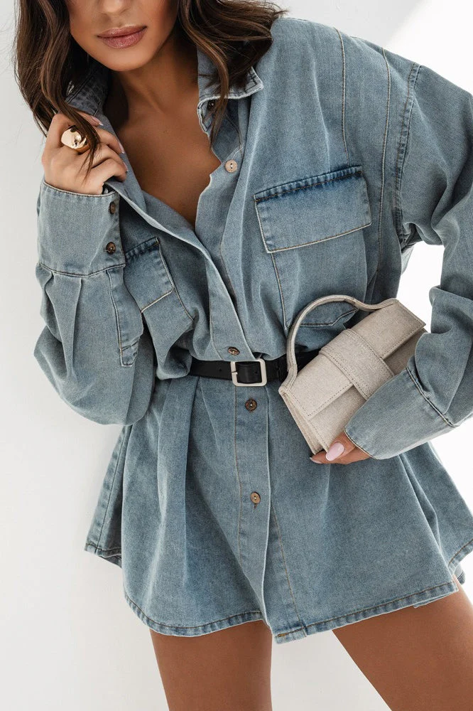 Vintage Distressed Denim Blouse - Image 2