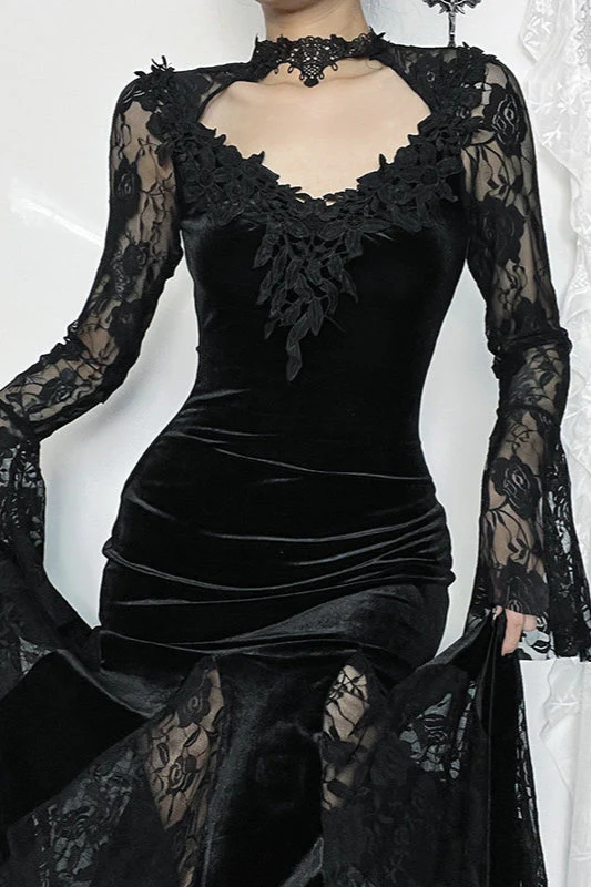 Sheer Lace Mermaid Gothic Dress - Image 3