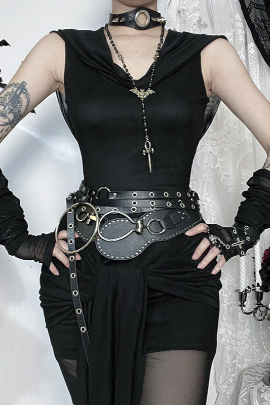 Hooded Mesh Patch Gothic Dress - Image 3