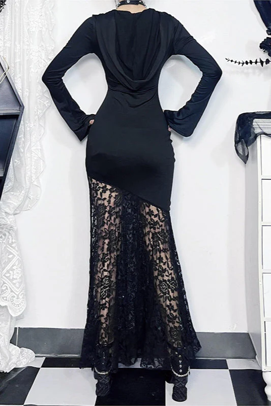 Hollow Patch Long Gothic Dress - Image 2