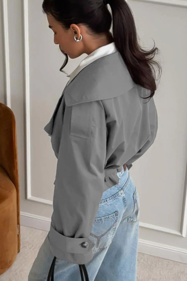 Belted Collared Long Sleeve Jacket - Image 6