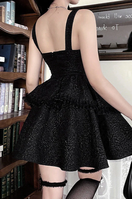 Black Strap Mini Gothic Dress - Image 3