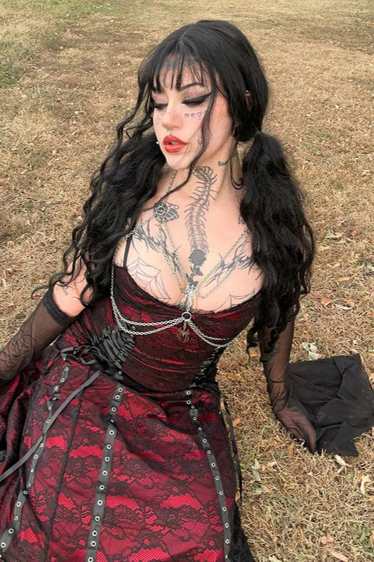 Layered Lace Strap Gothic Dress - Image 2