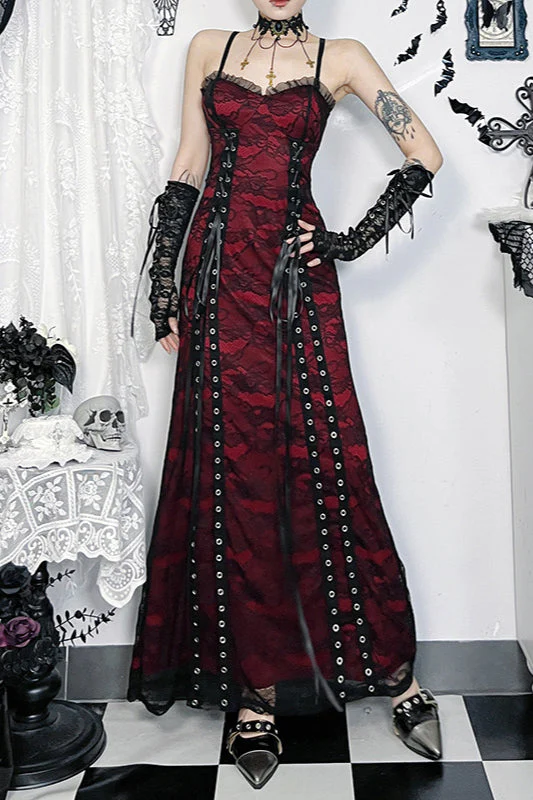Layered Lace Strap Gothic Dress - Image 4