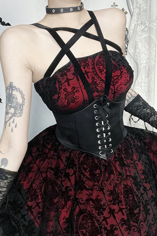 Spliced Strap Gothic Dress - Image 3