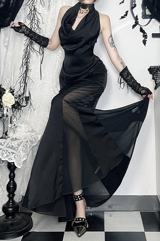 Cowl Neck Halter Gothic Dress - Image 3
