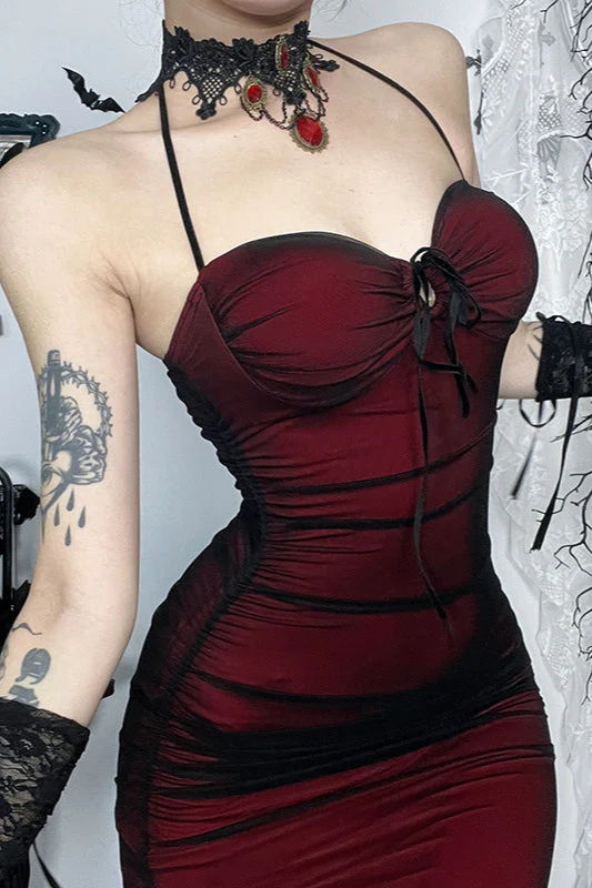 Mesh Strap Slim Gothic Dress - Image 3