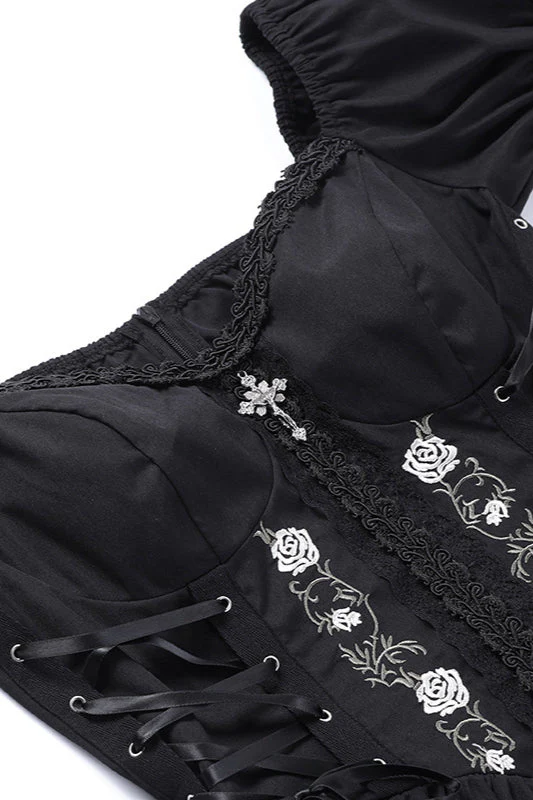 Rose Lace A-Line Gothic Dress - Image 5