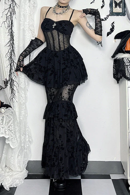 Halloween Dark Mesh Gothic Dress - Image 3