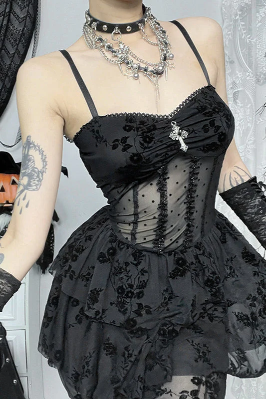 Halloween Dark Mesh Gothic Dress - Image 5