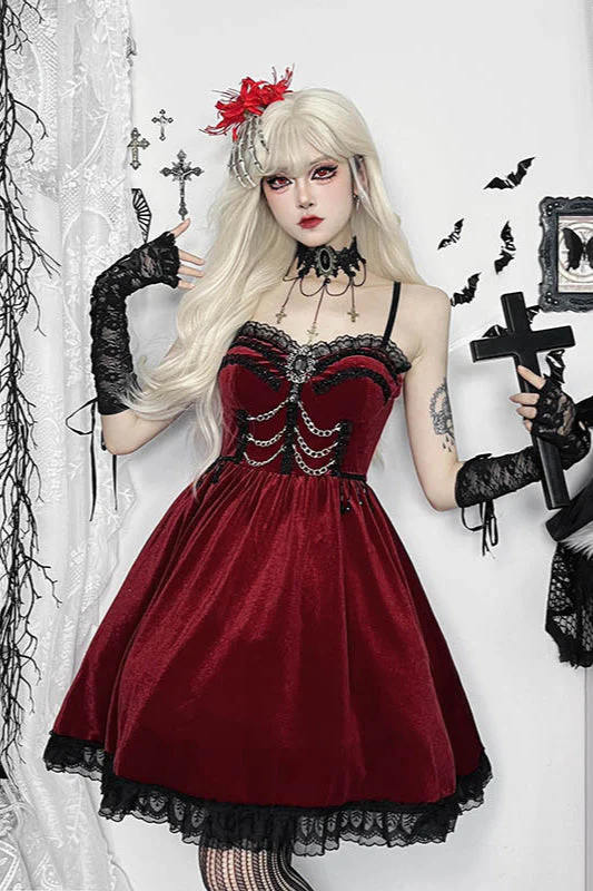 Chain Lace A‑Line Gothic Dress - Image 4