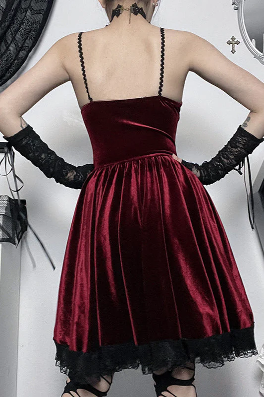 Velvet Tie-Waist Gothic Dress - Image 2