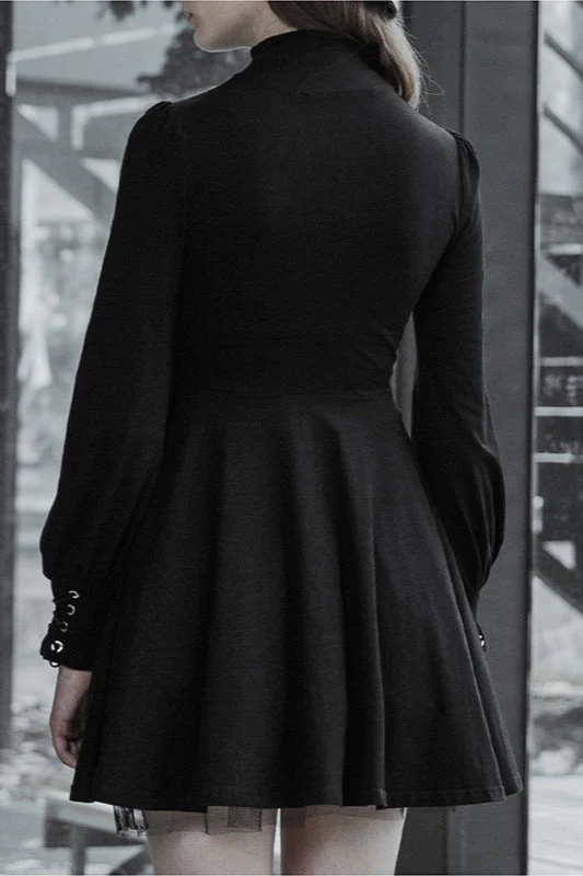 Pleated A-Line Gothic Dress - Image 2