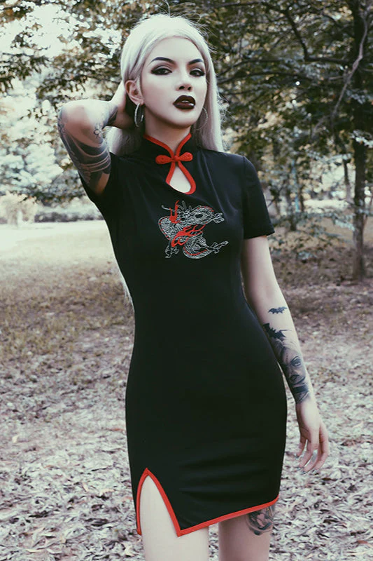 High Waist Cheongsam Gothic Dress - Image 2