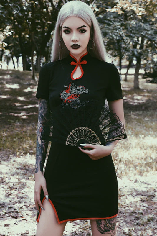 High Waist Cheongsam Gothic Dress - Image 3