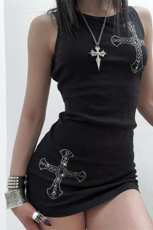 Rhinestone Cross Gothic Dress - Image 2