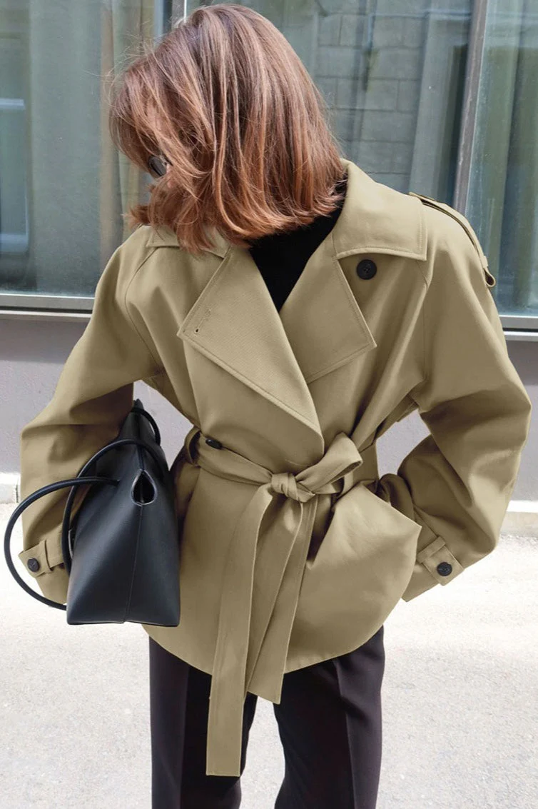 Belted Collared Loose Fit Jacket - Image 2