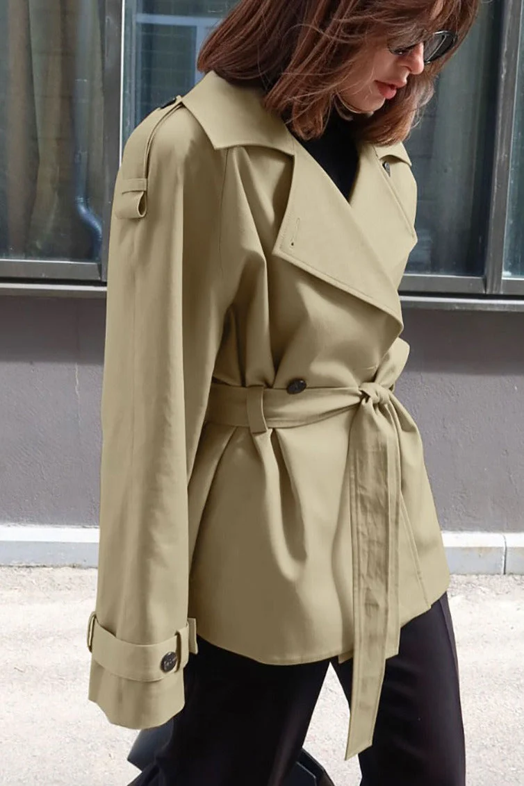 Belted Collared Loose Fit Jacket - Image 3