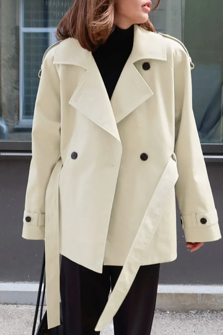 Belted Collared Loose Fit Jacket - Image 6