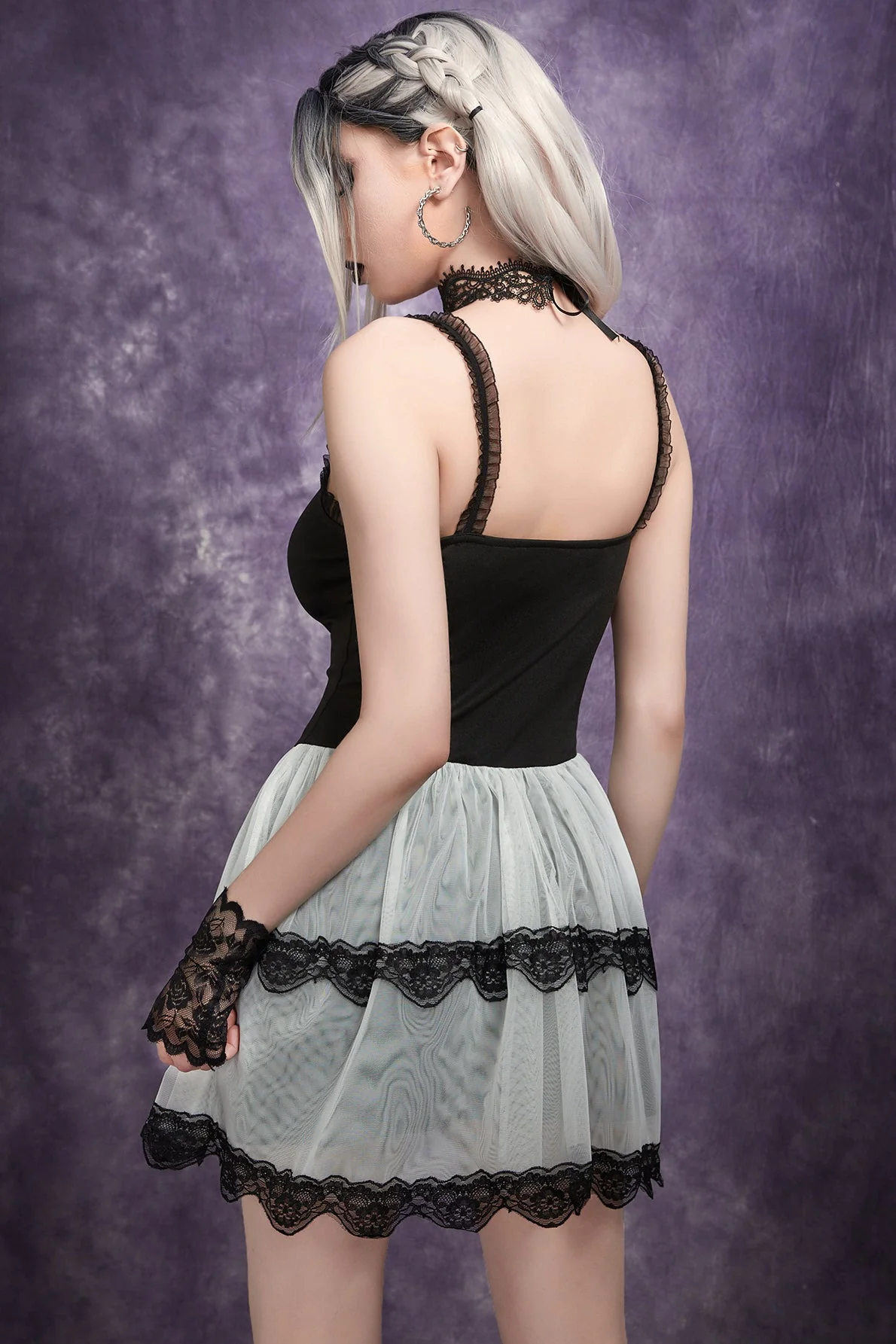 White Lace Gothic Dress - Image 4
