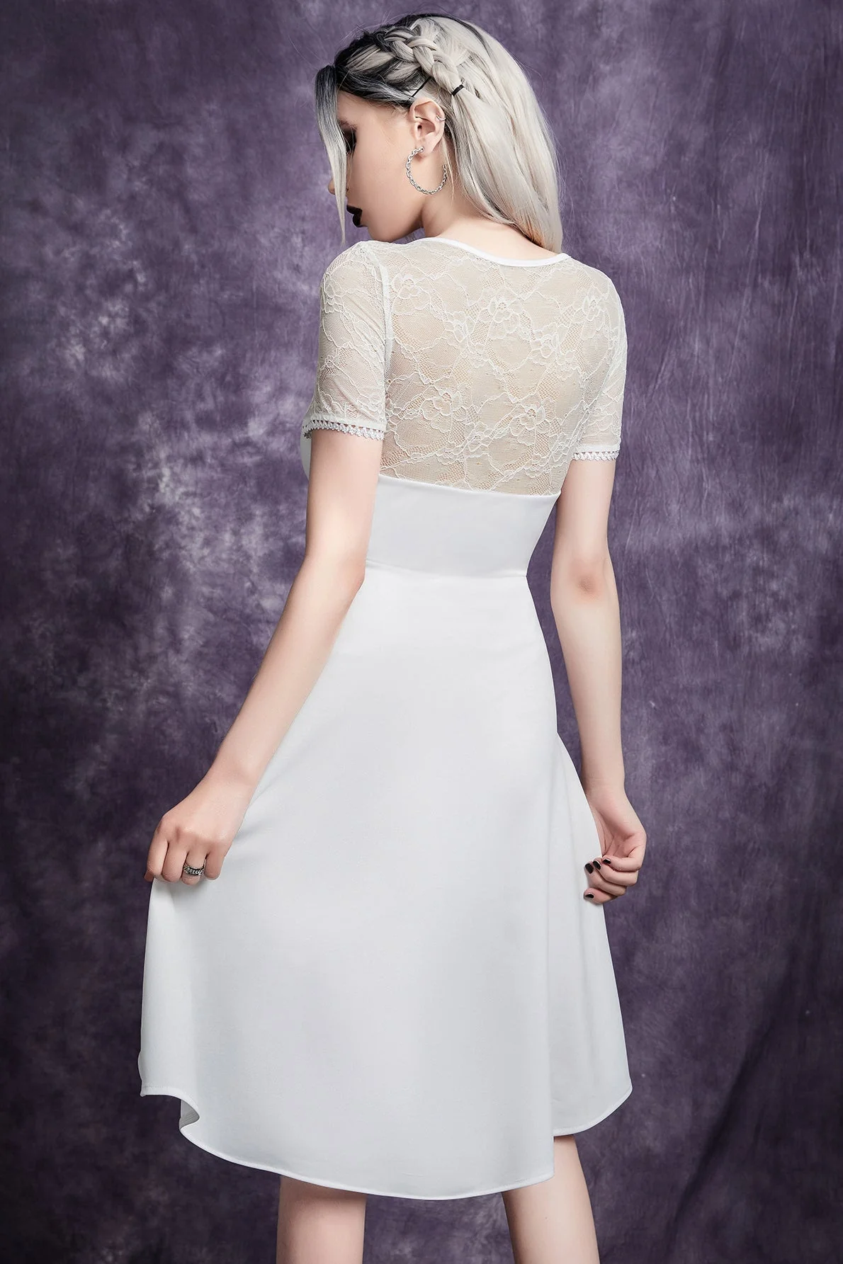 Front Tie Lace Gothic Dress - Image 4