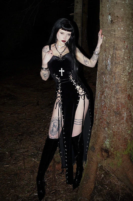 Fitted Split Gothic Dress - Image 3