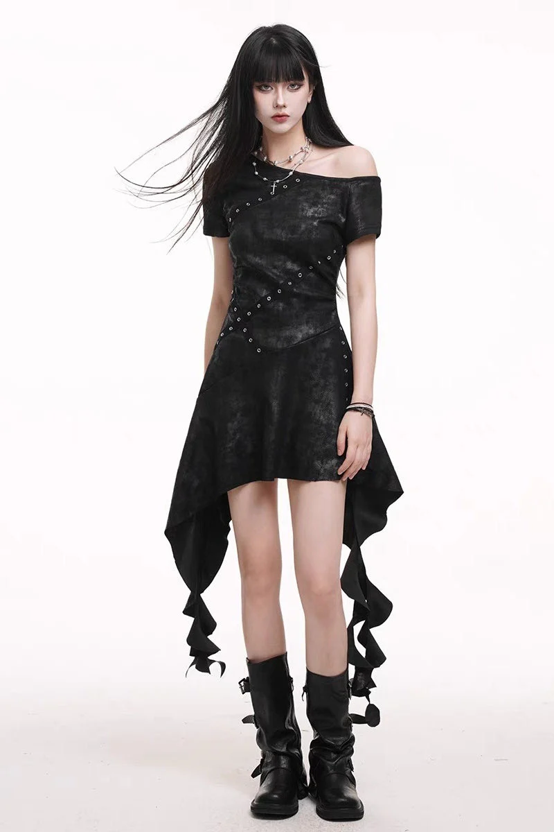 Irregular Hem Gothic Dress - Image 2