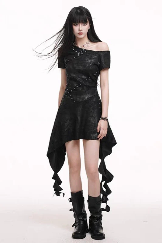 Irregular Hem Gothic Dress - Image 3