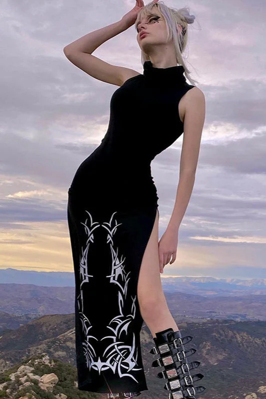 Slit Hem Gothic Dress - Image 3