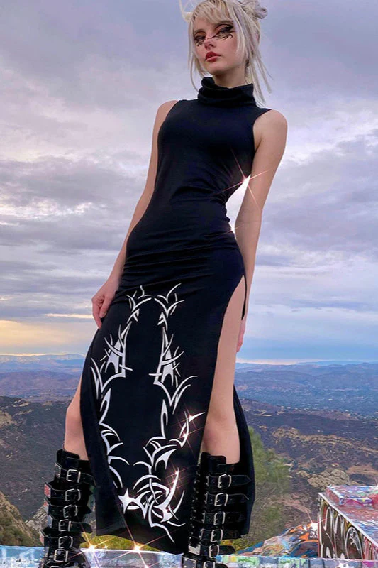 Slit Hem Gothic Dress - Image 4