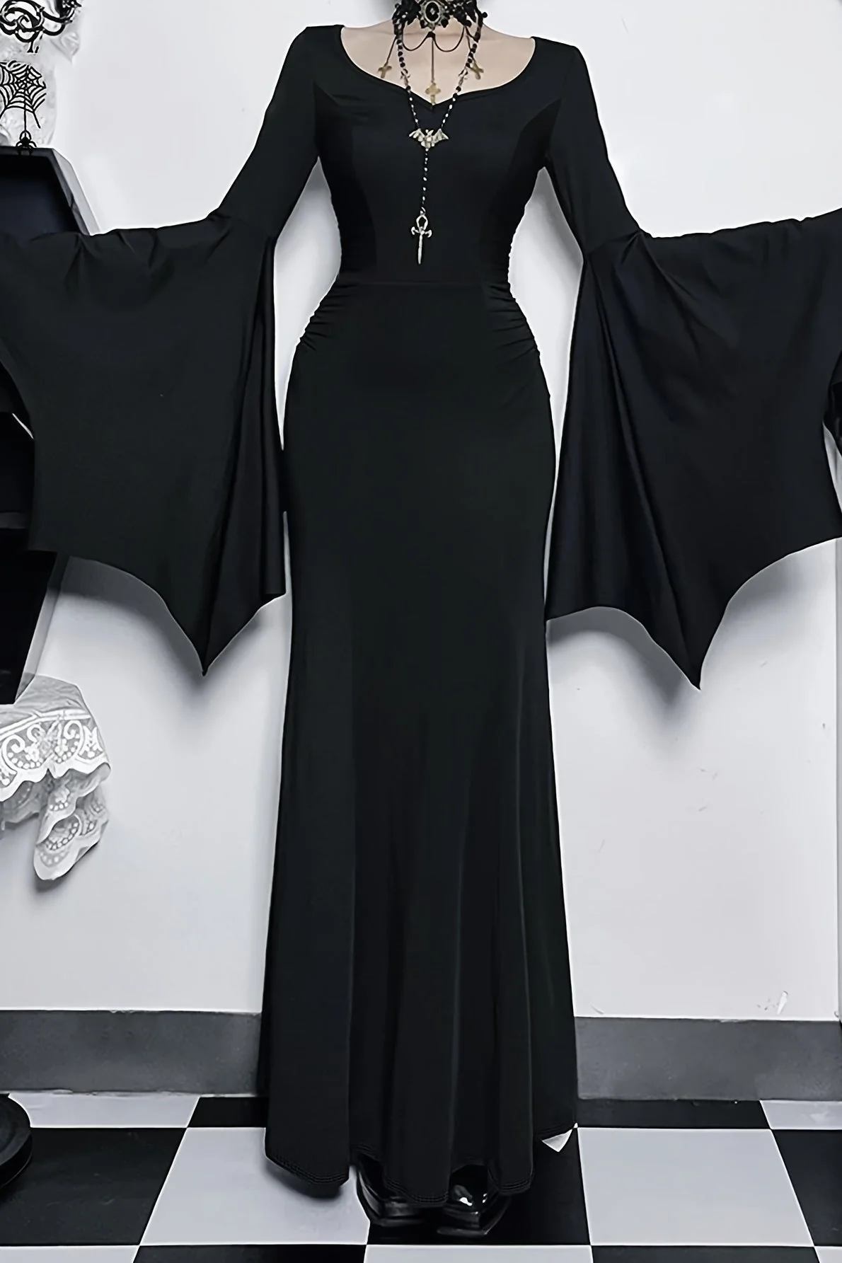 Batwing Slim Gothic Dress - Image 2
