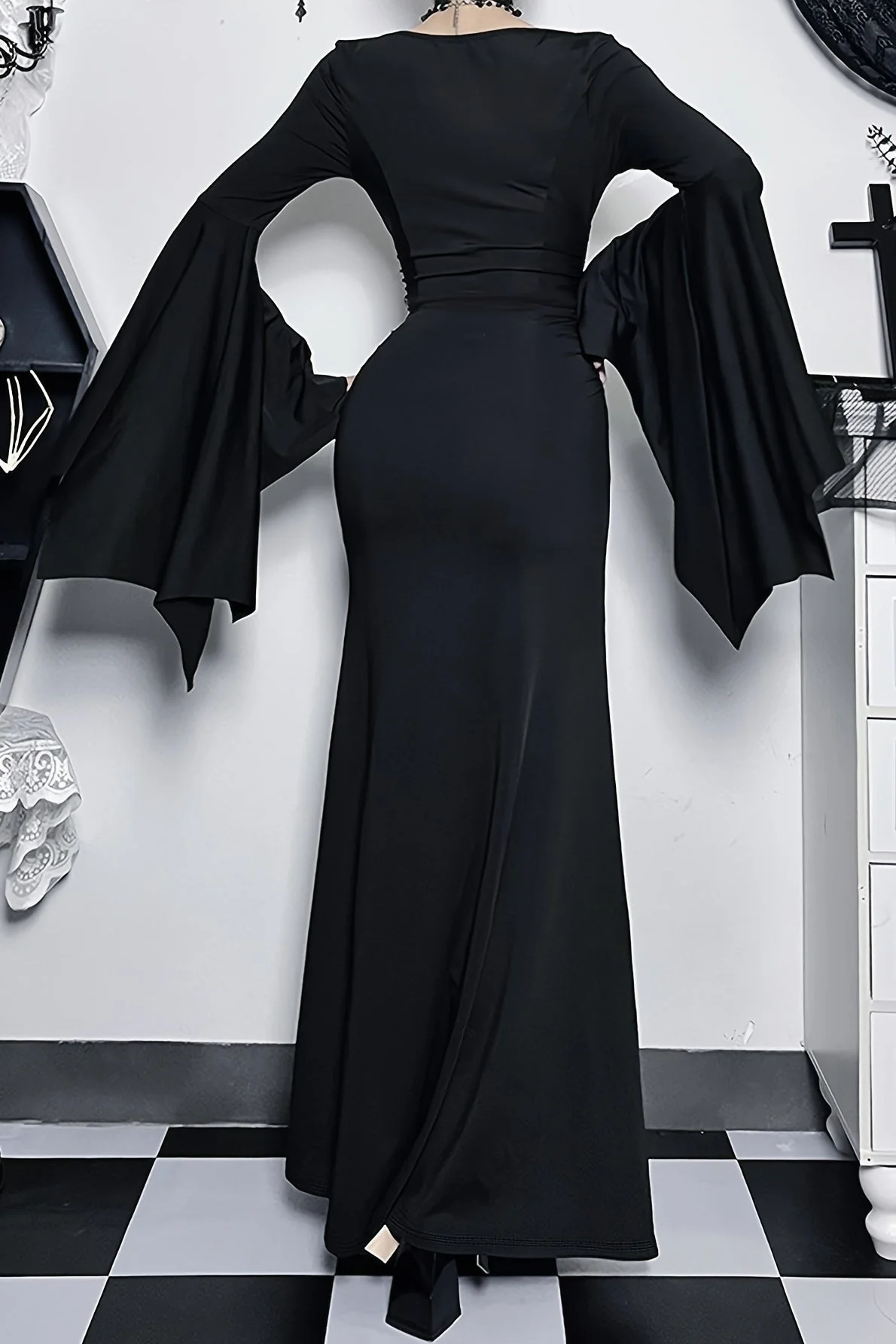 Batwing Slim Gothic Dress - Image 3