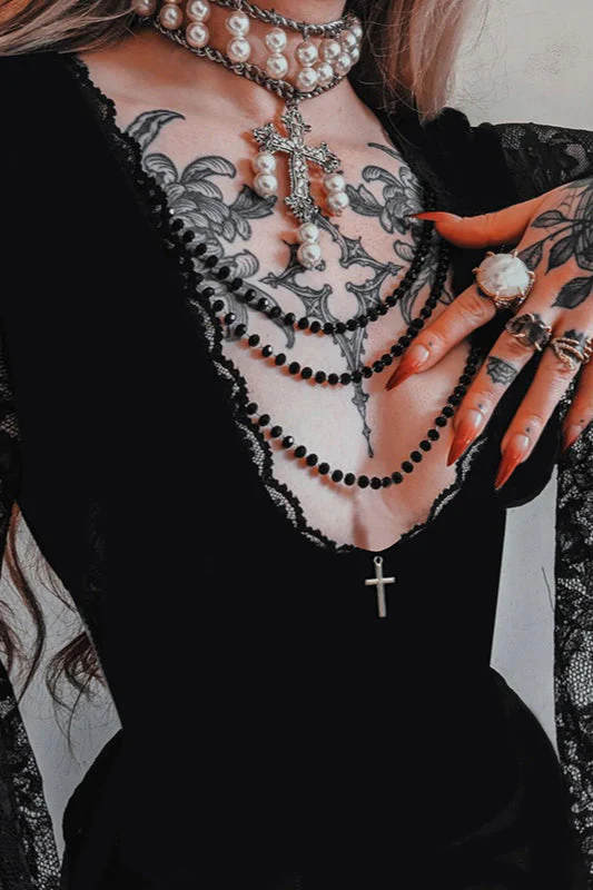 Lace Velvet Gothic Dress - Image 3