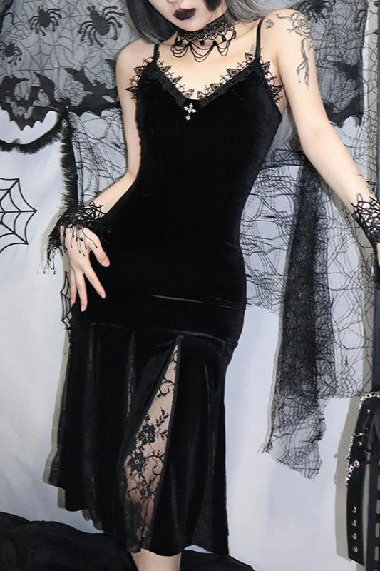 Dark Spliced Gothic Dress - Image 2