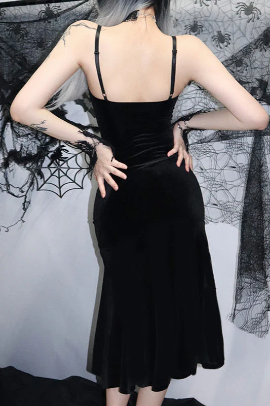 Dark Spliced Gothic Dress - Image 3
