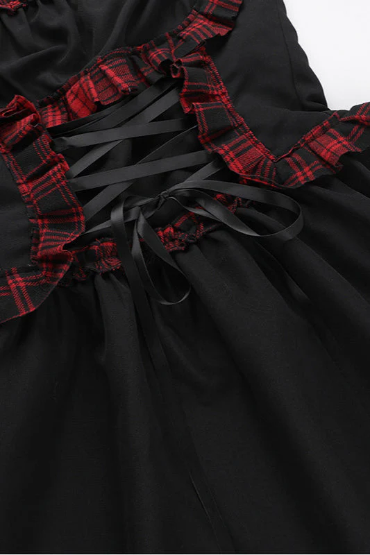 Dark Plaid Gothic Dress - Image 5