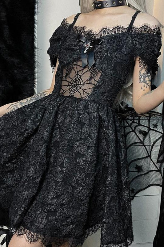 Puff Sleeve Mini Gothic Dress - Image 3
